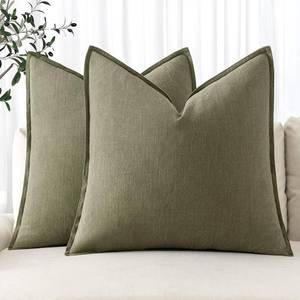 lot 21665 image: MIULEE Decorative Linen Pillow Covers 20x20 Inch Light Olive Green  Boho Farmhouse   Neutral Couch Throw Pillows for Bed Pack of 2 Accent Modern Pillowcase Summer Sofa Livingroom Home Decor