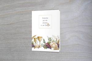 lot 21670 image: Red Door Inspirations Ordination Anniversary Card, Christian Greeting Card with Communion Design, Blessing for Pastors, Priests, or Ministers (Ordination Anniversary Communion)