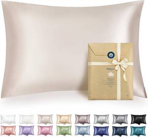 lot 21687 image: GREEN Bedsure Satin Pillowcase with Zipper, Similar to Silk Pillow Cases 2 Pack, Satin Pillow Cases Queen, Silky & Soft Beige Pillow Covers Hair and Skin, Valentines Day Gifts for Women Men, 20x30 Inches