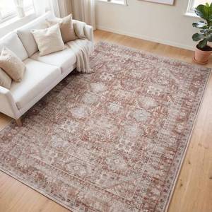 lot 21689 image: Kuden 6x9 Area Rug, Machine Washable Area Rug with Non-Slip Backing, Vintage Style, Soft, Easy Clean, Low Pile Rug for Living Room, Bedroom, Dining Room