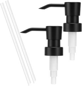lot 21694 image: 2 Pack Black Soap Dispenser Pump Replacement 28400 Standard Thread Refill Pump Head for Lotion Dish Soap Kitchen Bathroom Countertop Bottles