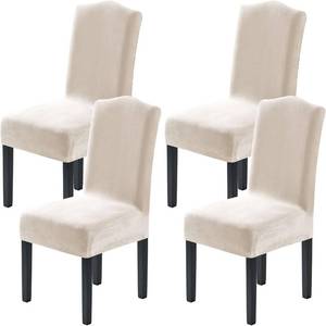 lot 21698 image: H.VERSAILTEX Dining Chair Covers Velvet Stretch Chair Covers for Dining Room Set of 4 Parson Chair Slipcovers Chair Protectors Covers Dining, Soft Thick Solid Velvet Fabric Washable, Ivory