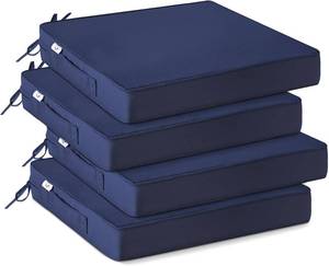 lot 21710 image: IPYNBAP Outdoor Chair Cushions Set of 4 -Waterproof Outdoor Seat Cushions for Patio Furniture, Patio Chair Cushion with Handle and Ties, Square Out Door Chair Pads,19 x 19 x 3, Navy Blue