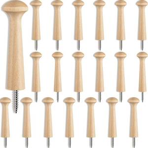 lot 21713 image: 20 Pieces Wooden Shaker Peg Screw-on Pegs 3.62 Inch Long Unfinished Wood Shaker Racks for Hanging Clothes Hats Towel and More DIY Paint Color (Wood Color)