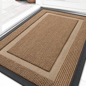 lot 21717 image: OLANLY Front Door Mat Indoor Outdoor Entrance, Waterproof All-Season, All-Weather Doormat, Sturdy Natural Rubber, Fade Resistant, Low Profile, Easy Clean Patio Porch Entryway Mat, 29.5x17, Light Brown