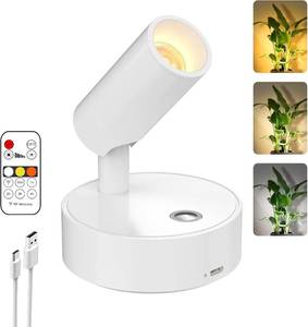 lot 21719 image: Olafus LED Wireless Spotlight Indoor, Rechargeable Battery Uplighting Indoor with Remote & Timer, 3CCT Picture Lights for Wall, Mini Art Accent Light for Plants, Artwork, Painting, White