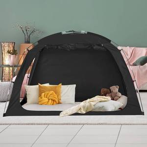 lot 21725 image: EighteenTek Bed Tent Twin Size Bed Canopy, Light Reducing Sleeping Tent Lightweight Portable Indoor Tent Breathable Privacy Space on Bed with 2 Doors for Adults Kids Autism (Twin, Black)