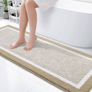 lot 21730 image: OLANLY Bathroom Runner Rug 70x24, Extra Soft and Absorbent Microfiber Bath Rugs, Non-Slip, Machine Washable, Quick Dry Shaggy Bath Carpet, Extra Long Bath Mats for Bathroom, Tub, Shower, Beige