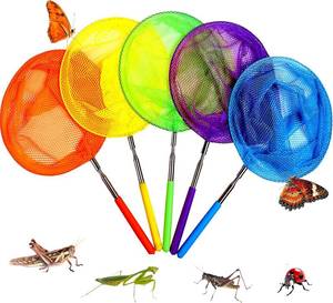 lot 21743 image: Kids Telescopic Butterfly Fishing Nets for Kids Catching Insect Net Outdoor Tools for Catching Bugs Fish Insect Ladybird, Extendable 34 Inches and Anti Slip Grip