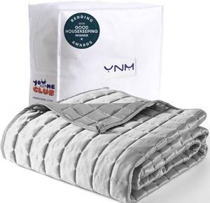 lot 21745 image: YnM Cooling Weighted Blanket for Adults, 15lbs Heavy Bed Throw Comforter with 100% PE Fabric, Ideal for Hot Sleepers or Summer Days(48x72 Inches for TwinFull Bed, 15 Pounds, Grey)