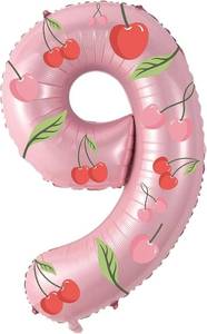 lot 21746 image: 32 Inch Pink Number Aluminum Foil Balloon With Cherry Stickers Polyester Film Helium Balloon Suitable For Decorating Birthday Parties Weddings Anniversaries And Other Occasions (cherry9)