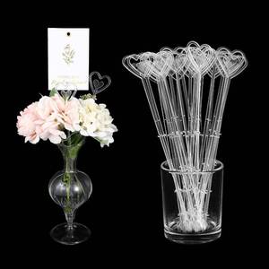 lot 21751 image: 25 PCS Floral Card Holder Picks Plastic Heart Shape Flower Card Holder Stick Plastic Picture Holders for Centerpieces Transparent Floral Picks Cards Clips for Bouquet Wedding Festivals, 9.4 Inch