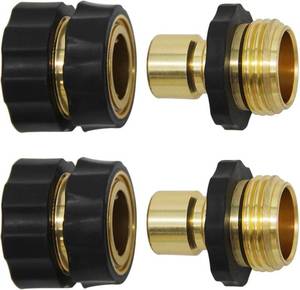 lot 21762 image: Twinkle Star 34 Inch Garden Hose Fitting Quick Connector Male and Female Set with Extra Rubber Washers, 2 Set