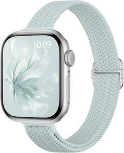 lot 21773 image: Slim Braided Stretchy Band Compatible with Apple Watch Bands 40mm 41mm 42mm 38mm 44mm 45mm 46mm 49mm Women Men, Thin Elastic Nylon Strap Solo Loop Wristband for iWatch Series 11 10 9 8 7 6 5 4 3 SE 2