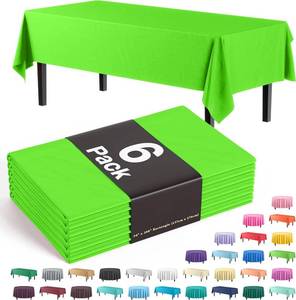 lot 21775 image: Party Solids Pack Of 6 Premium Plastic Tablecloth 54 Inch x 108 Inch Rectangle Plastic Table Cover - Lime Green