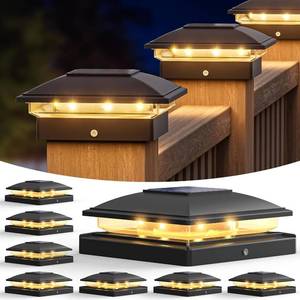 lot 21778 image: VOLISUN Solar Post Cap Light Outdoor,Solar Fence - Post Lights Waterproof for 4x45x56x6 WoodenVinyl Post,Black Deck Cap Light Solar Powered with Warm White for GardenPatioPorch 6 pack