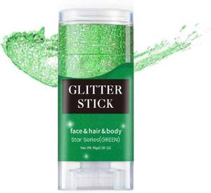 lot 21783 image: Green Face Glitter Stick,Sparkling Neon Accessories Outfit Party Holographic Sequins Paint Mardi Gras Body and Hair Glitter Gel Makeup. (Green face Glitter Stick)