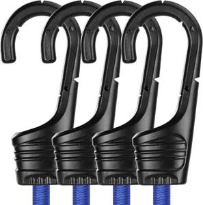 lot 21797 image: WORKPRO 24 Inch Bungee Cords with Hooks, 4 Pack Superior Rubber Heavy Duty Bungee Straps Strong Elastic Rope for Outdoor Tent, Luggage Rack, Camping, Cargo, RV, Bike, Transporting, Storage, Blue