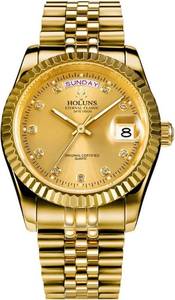 lot 21802 image: 41MM Mens Gold Plated Stainless Steel Waterproof Quartz Watch Luxury Wristwatch with Date Week Display - Retail $79.99