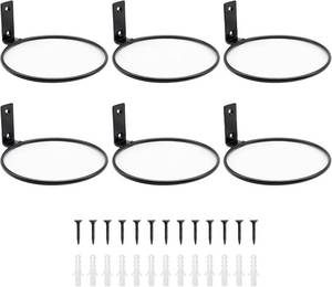 lot 21806 image: 6 Pack 6 Inch Wall Flower Pot Holder Ring Plant Hanger, Metal Planter Hooks Wall Mounted Bracket Heavy Duty for Outdoor Indoor