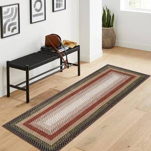 lot 21808 image: RUGSREAL Washable Runner Rug 2x8 Non Slip Braided Hallway Runner Rug Stain Resistant Kitchen Runner Farmhouse Printed Carpet Rustic Accent Mat for Living Room Bathroom Entryway, CrimsonEarthy