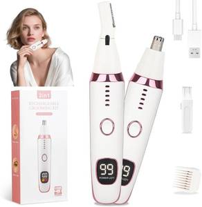 lot 21818 image: Nose and Ear Hair Trimmer for Women Men,2 in 1 LED Display Eyebrow Hair Trimmer with USB Rechargeable,2026 Portble Waterproof Facial Hair Removal with Dual-Edge Blades for Travel (Pink)