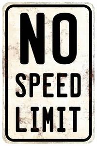 lot 21827 image: Car Room Wall Decor Vintage Metal Sign No Speed Limit Signs For Boys Room Bedroom Garage Man Cave Art 12x8 Inches