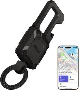 lot 21848 image: Miroddi Keychain Tracker, Mens Key Chain Works with Find My(iOS Only), Heavy Duty Keychain Carabiner Bottle Opener, Car Key Chains with Finder, Anti-lost Keyrings Tracker, Rechargeable, Black