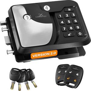 TripDefender V2.0 | RV Keyless Entry Lock for Class C/A Motorhomes | Secure RV Door Lock Keyless Entry w/ 2 Inside Latches | Class C Door Lock Replacement w/ 2 Fobs, 4 Keys | Fit 3.5" x 4.5" Lock Hole - Retail: $259.90