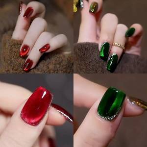 lot 333 image: NAILKISS Cat Eye Magnetic Gel Nail Polish (RedTreasure Green), 0.34 Fl Oz (Pack of 1) - Retail $7