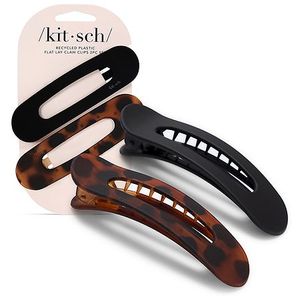 lot 373 image: Kitsch Flat Hair Clips - Flat Claw Clips for Women 2pc Flat (Black&Tort) - Retail $10