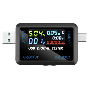 lot 445 image: FORIOT USB and Type-C Tester - Multi-Functional Digital Tester for DC 4.5-36V, 0-8A Current and Voltage Meter, Supports Multiple Fast Charging Protocols - Retail $10