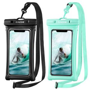 lot 479 image: CACOE Floatable Floating Universal IPX8 Waterproof Phone Case 2 Pack-Up to 7.0,Adjustable Lanyard Phone Pouch,Cellphone Dry Bags for Vacation Beach Pool Kayak Cruise Travel Essentials��BlackGreen�� - Retail $10