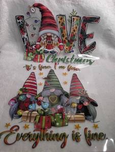lot 1308 image: Christmas Gnome Love Its Fine Im Fine Everything Is Fine Heat Transfer DTF Print