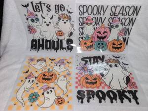 lot 1325 image: Halloween Ghost DTF Transfer Prints Set of 4