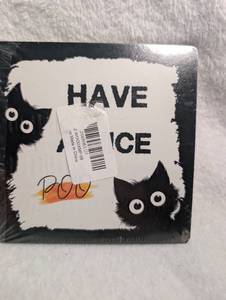 lot 1330 image: Black Cat Halloween Decorative Wood Sign with Easel Stand