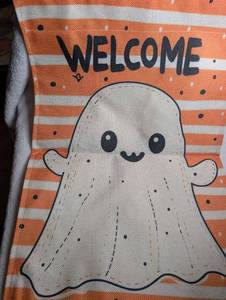 lot 1333 image: Halloween Welcome Ghost Garden Flag