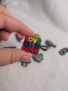 lot 1343 image: Pride Rainbow Shoe Charms Set of 9