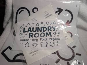 lot 1370 image: Laundry Room Decor Sticker Set with Container Labels