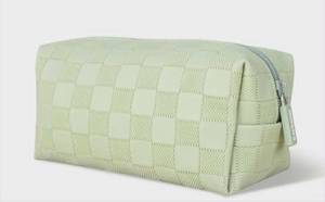 lot 1357 image: Newbealer Checkered Cosmetic Pouch in Sage Green