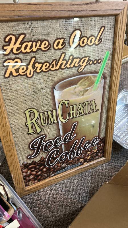lot 762 image: Vintage RumChata Iced Coffee Framed Advertising Sign