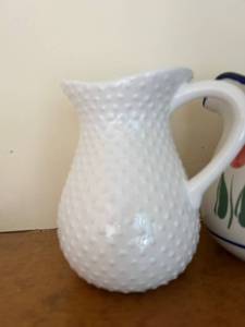 lot 237 image: White Hobnail Ceramic Pitcher