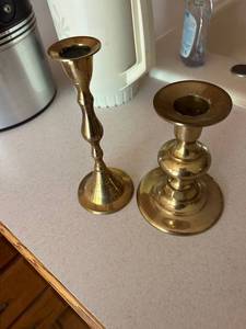 lot 241 image: Brass Candlestick Holders Set of 2