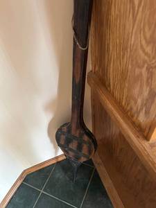 lot 246 image: Large Decorative Wood and Iron Fireplace Bellows