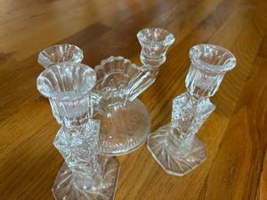 lot 254 image: Cut Crystal Candlestick Holders Set