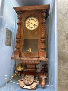 lot 268 image: Carved Walnut Wall Clock with Pendulum and Key project piece
