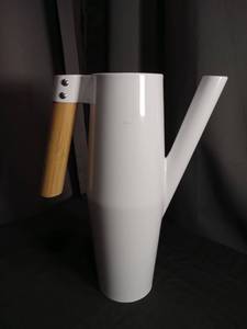 lot 5521 image: IKEA White Ceramic Watering Can with Wood Handle