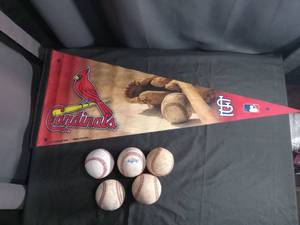lot 5541 image: St. Louis Cardinals Baseball Pennant and Used Baseball Lot