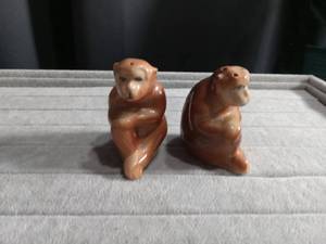 Japanese Ceramic Monkey Salt and Pepper Shakers