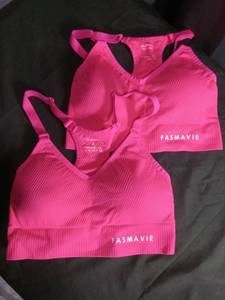 lot 5054 image: FASMAVIE Pink Ribbed Sports Bra Set